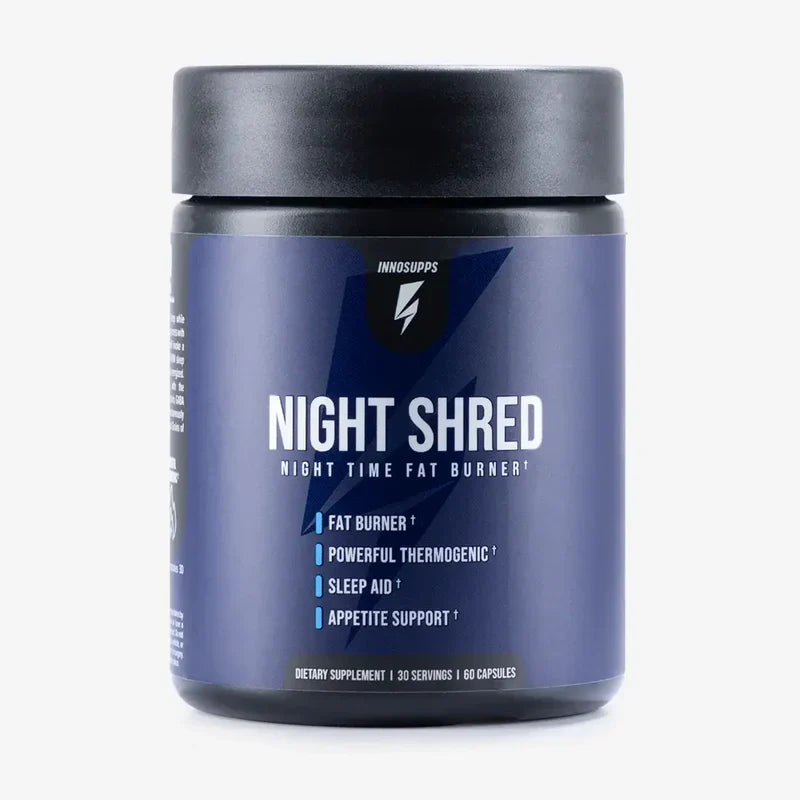 Night Shred Fat Burner and Natural Sleep Support | Ashwaganda, 5-HTP, CLA, Melatonin | Appetite Suppressant | Weight Loss Support Nighttime Fat Burning (60 Vegetarian Capsules)