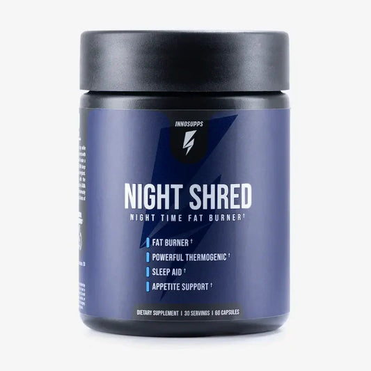 Night Shred Fat Burner and Natural Sleep Support | Ashwaganda, 5-HTP, CLA, Melatonin | Appetite Suppressant | Weight Loss Support Nighttime Fat Burning (60 Vegetarian Capsules)