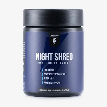 Night Shred Fat Burner and Natural Sleep Support | Ashwaganda, 5-HTP, CLA, Melatonin | Appetite Suppressant | Weight Loss Support Nighttime Fat Burning (60 Vegetarian Capsules)